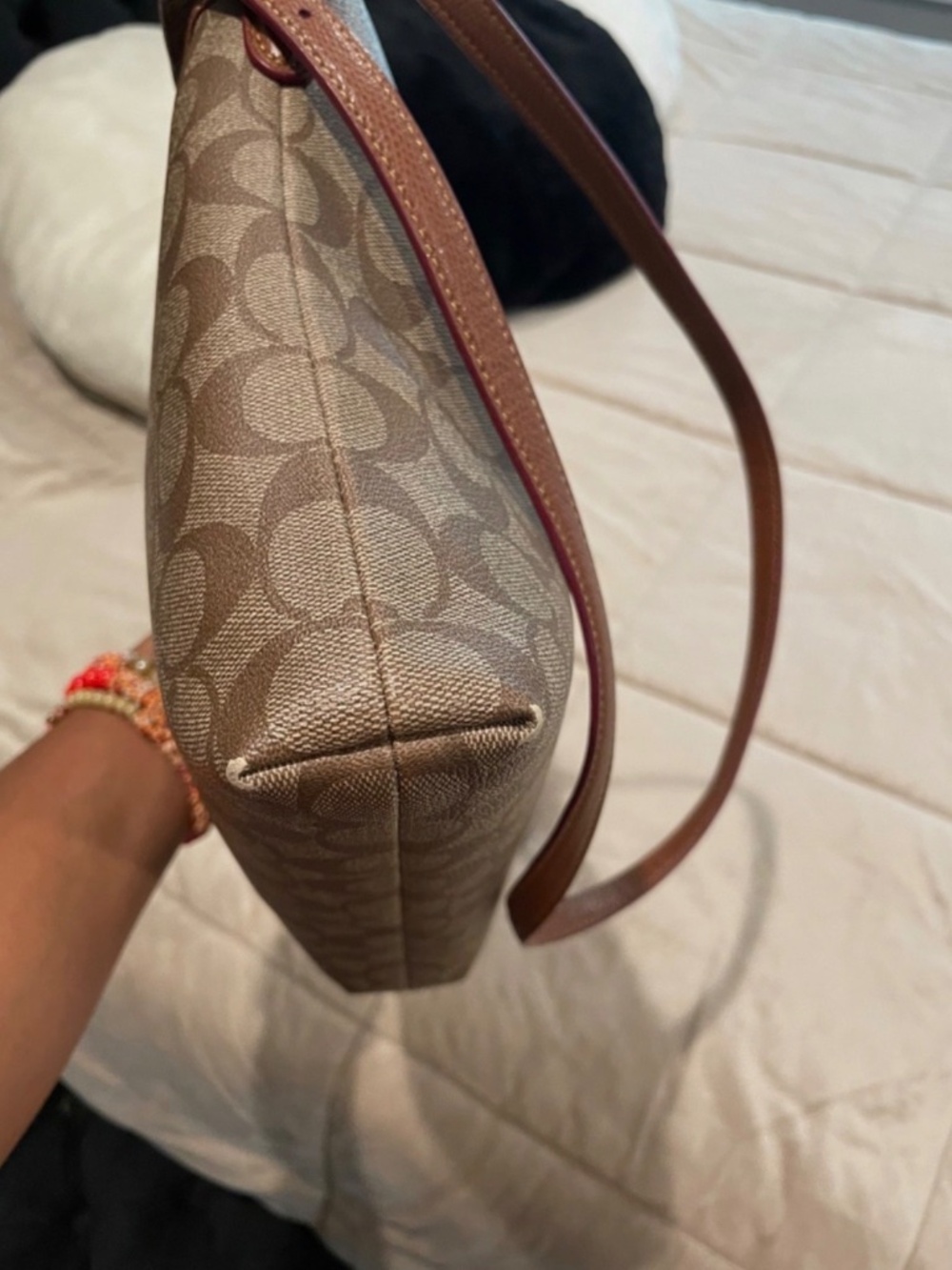 Coach Brown Leather Canvas Crossbody Bag Matching Wallet Signature Print Unisex - Picture 7 of 15